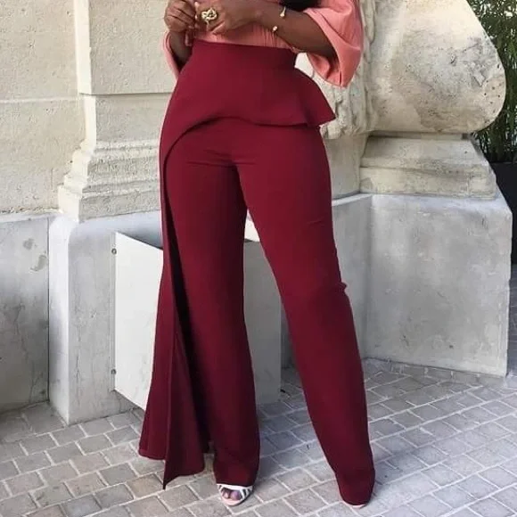 Andrea Iyamah Red Straight Leg Pants - Picture 2 of 10